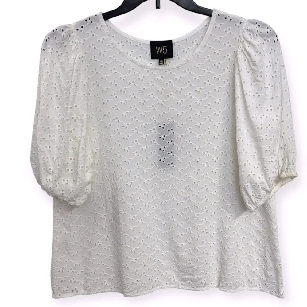 Anthropologie: W5 Women’s Cream Eyelet Blouse Size M *2109‎